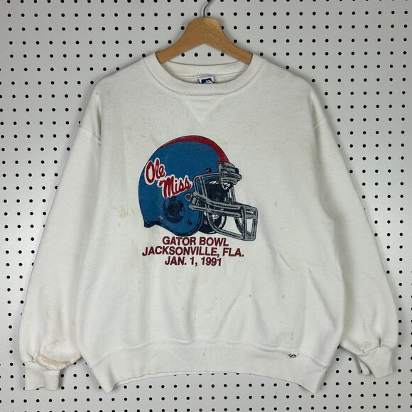 Russell Athletic Other - Ole Miss Rebels Crewneck Large White READ Sweatshirt Gator Bowl 1991 USA
